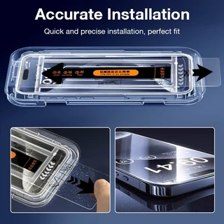 คลิกเดียวติดตั้งหน้าจอโทรศัพท์กระจกนิรภัย Flim สําหรับ iPhone 16 15 14 13 12 11 Pro Max Plus Auto Alignment Mount Aids ความเป็นส่วนตัว HD Clear Anti Scratch Protector Cover