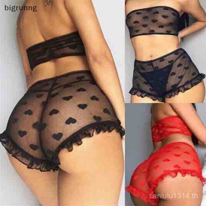 Bigrunng 2 ชิ้น ผู้หญิง เซ็กซี่ หัวใจ ลูกไม้ ชุดนอน เบบี้ดอล ชุดชั้นใน ชุดนอน Sg
