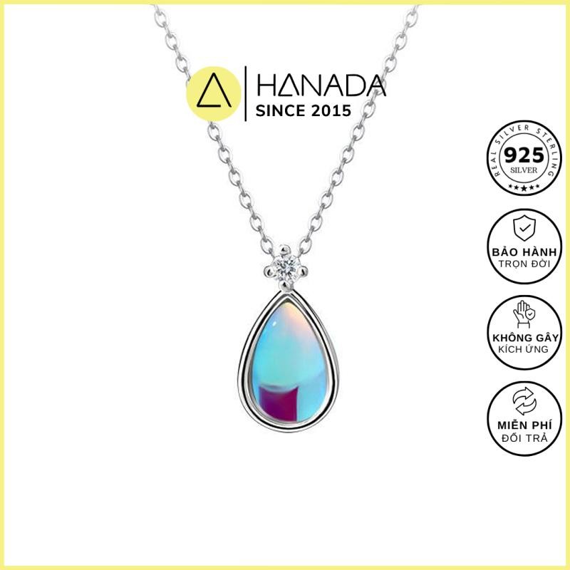 [รับประกันตลอดอายุการใช้งาน] Hanada 925 Silver Necklace Moonstone Water Drop, Gift Necklace, Daily W