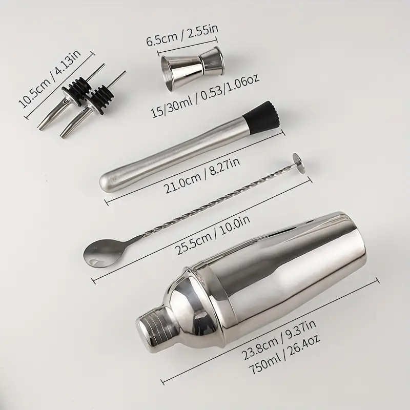 [พร้อมจัดส่ง] 6PCS แก้ว เชคค็อกเทล เชคเกอร์ผสมเหล้า ชานมไข่มุก อุปกรณ์ค็อกเทล บาร์เหล้า บาร์เทนเดอร์ Cocktail Shaker - รูปที่ 2