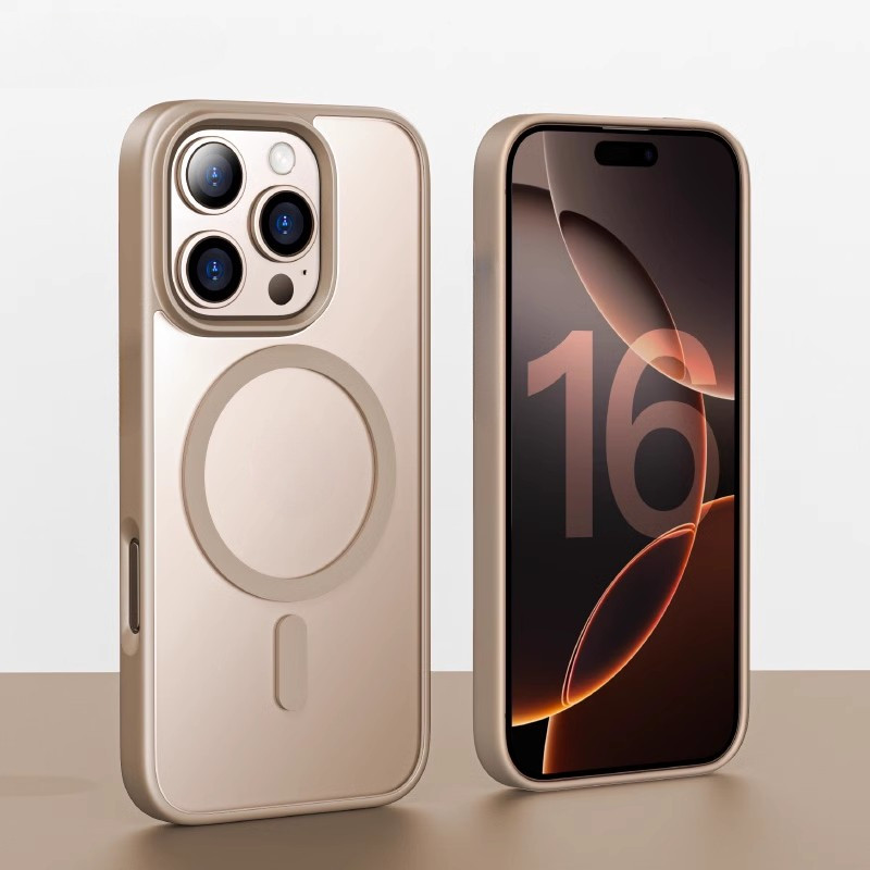 ใหม่ไทเทเนียมทองกันกระแทกอะคริลิแม่เหล็กล้างเคสโทรศัพท์สําหรับiphone 16 Pro Max15 14 13 12 11 Pro Max Plusชาร์จไร้สายฮาร์ดพีซีกรณีปก