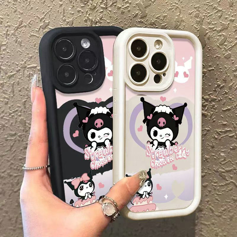 JG| เคส สำหรับ Samsung Galaxy J7 Prime M31 M51 M54 M55 A05 A05S A06 A15 A16 A70 A70S S20 S21 S23 FE S22 S24 S25 Plus Ultra การ์ตูนสตรอเบอร์รี่เค้ก Kuromi Soft Angel Eyes เคสโทรศัพท์