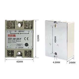 SSR-10DA-H/25DA-H/40DA-H/60DA-H/80DA-H/100DA-H โซลิดสเตทรีเลย์ Solid State Relay INPUT 3-32VDC, LOAD 90-480VAC 10-100...