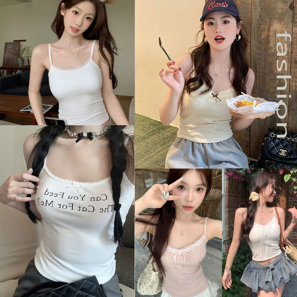 Dahong เสื้อสายเดี่ยวมีฟองน้ำ เสื้อสายเดี่ยว ขอบลูกไม้ มีฟองน้ำในตัว สวยมาก ผ้านิ่มเด้ง เสื้อกล้าม น่ารัก ใส่ไปทะเล