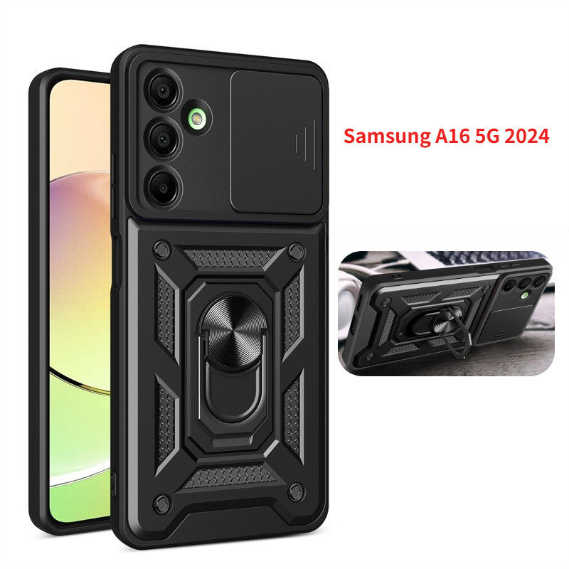 SAMSUNG สําหรับSamsung Galaxy A16 A26 A36 A56 A17 A55 A54 A35 A34 A25 A15 A05S A52 A52S 4G 5G 2025 เคสโทรศัพท์โลหะเกราะแหวนวงเล็บPushดึงกล้องกันกระแทกปกหลัง