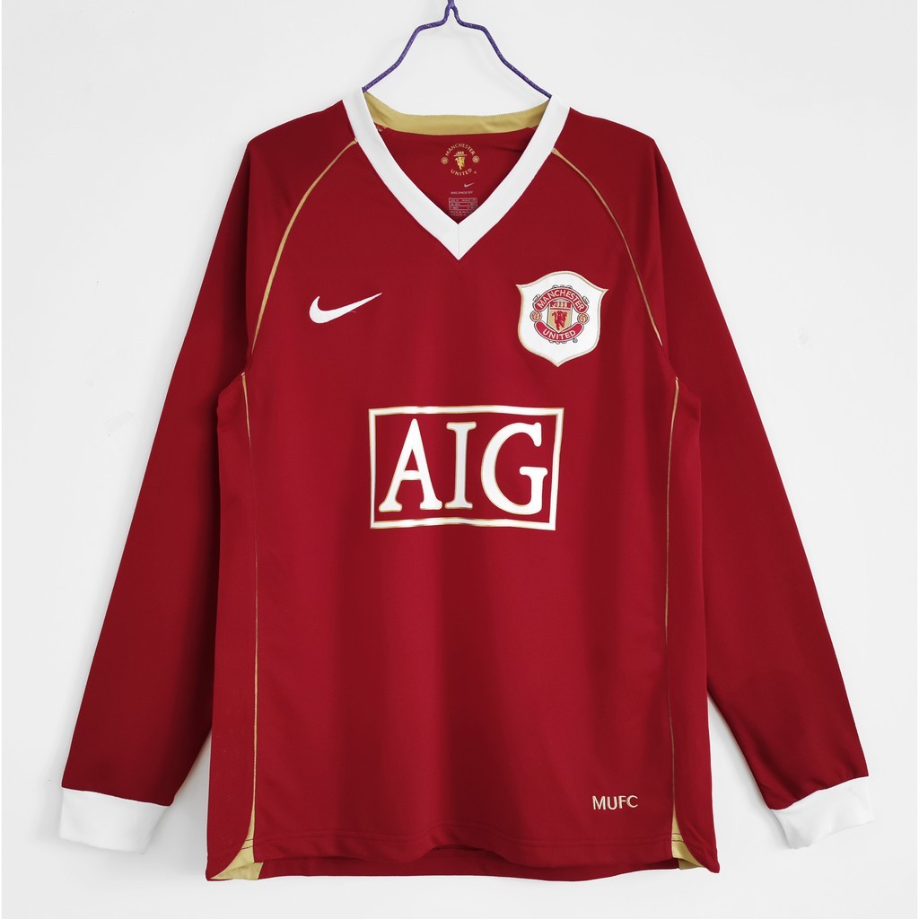 06-07 M Long Sleeve Home Retro Soccer Jersey Football RONALDO #7