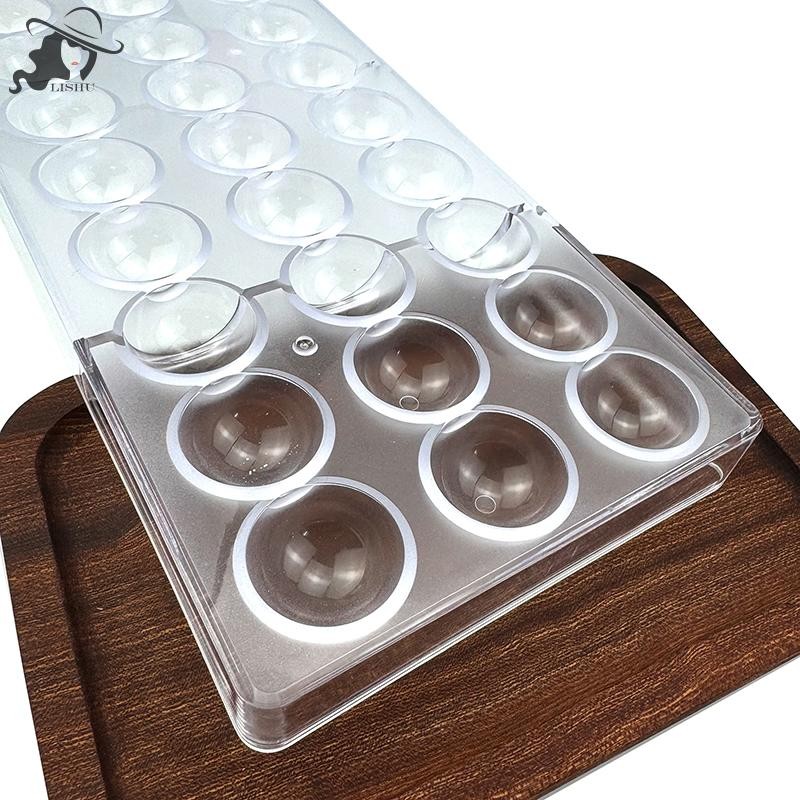 Lishu 3D Polyคาร์บอเนตช็อกโกแลตแม่พิมพ์ทรงกลมเพชรช็อกโกแลตS Bonbons Candy Bar Professional Confectionery Baking Pastryเครื่องมือTh