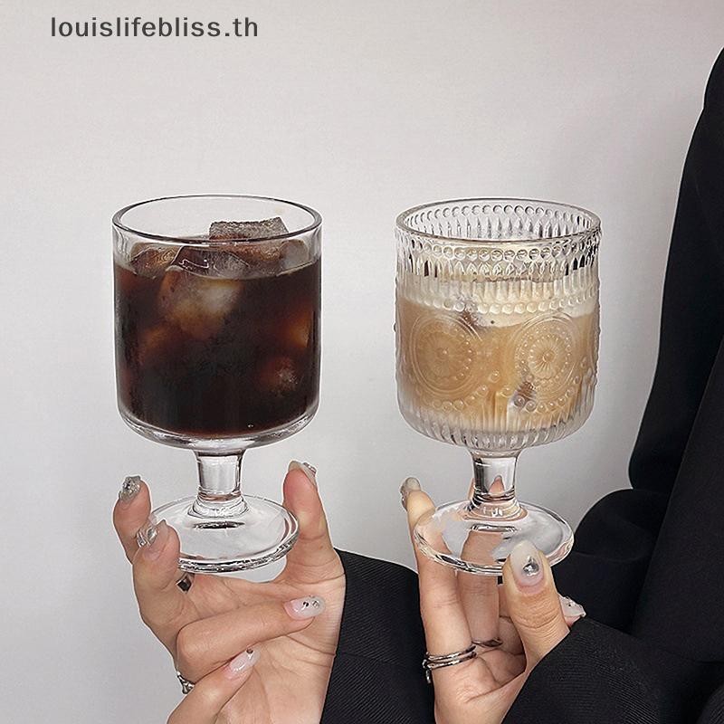 Louislifebliss สไตล์เกาหลีแกะสลักนูนถ้วยแก้ว Goblet ขนาดเล็กสําหรับ Soju สาเกเหล้าสั้น Stemmed แก้วใหม่ - รูปที่ 5