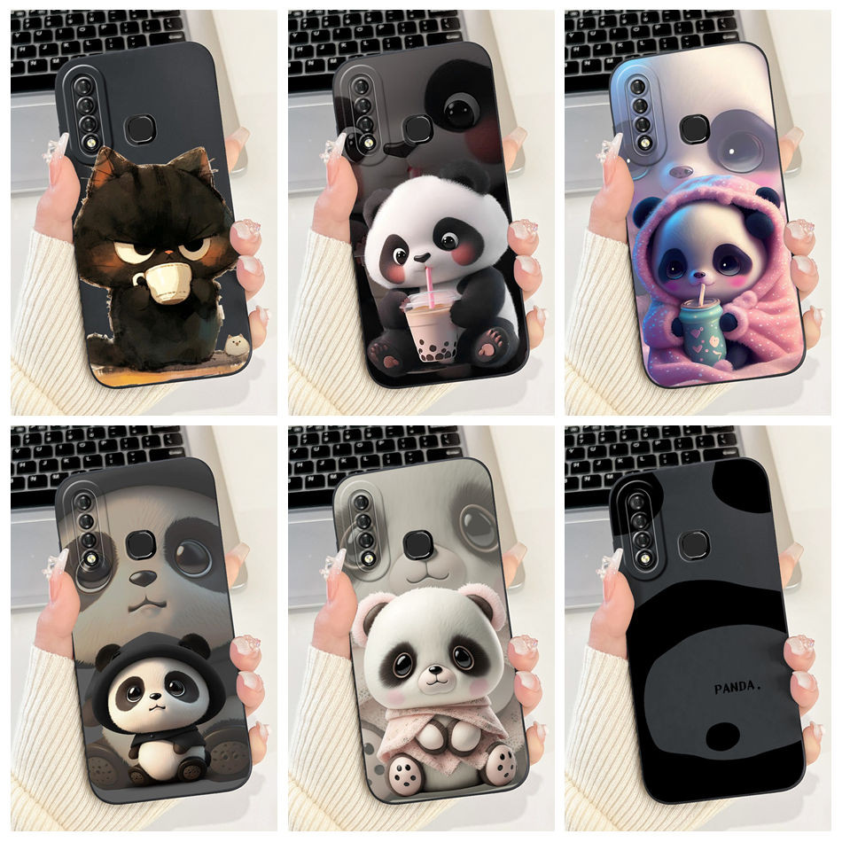 Oppo A31 A3 Pro A3X A17 A17k A18 A38 A37 A57 4G A60 A9 2020 A5S A3S A12 แมวน่ารักแพนด้าการ์ตูนซิลิโคนอ่อนนุ่มเคสโทรศัพท์