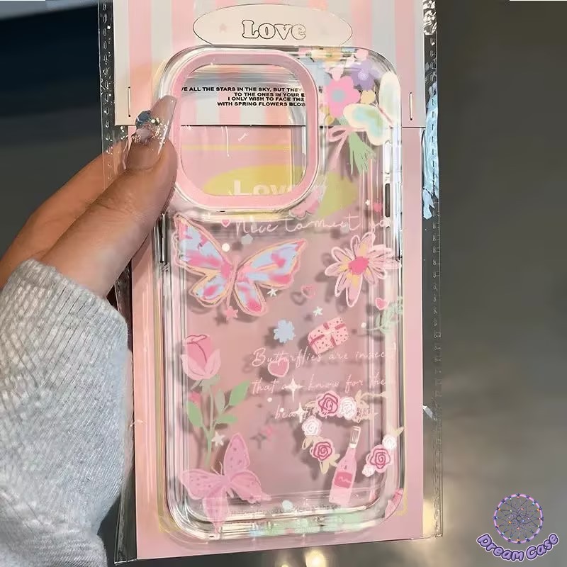 ดอกไม้โรแมนติกผีเสื้อย้อนยุคสัตว์นุ่ม เคส iPhone 7Plus 15 16 11 13 14 12 Pro Max 15 6 8 14 6s 16 Plus XR X XS Max SE