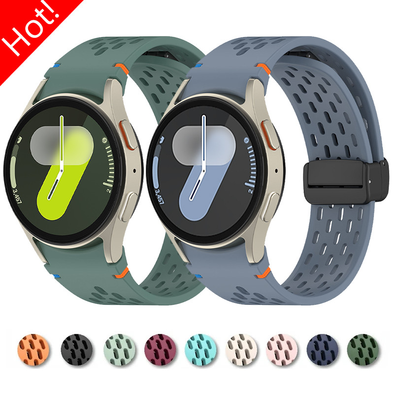 No Gaps สายแม่เหล็กสําหรับ Samsung Galaxy Watch 7 6 5 4 FE 40/44 มม.ซิลิโคนสําหรับ Galaxy Watch 6 4 Classic 5Pro 45 มม.สร้อยข้อมือ
