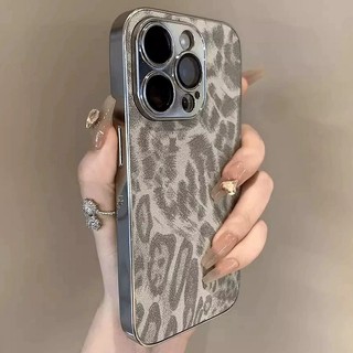 เคสโทรศัพท์พิมพ์ลายเสือดาวหรูหราสําหรับ iPhone 11 12 13 14 15 16 Pro Max Plus กันกระแทก Bumber Cases Cover