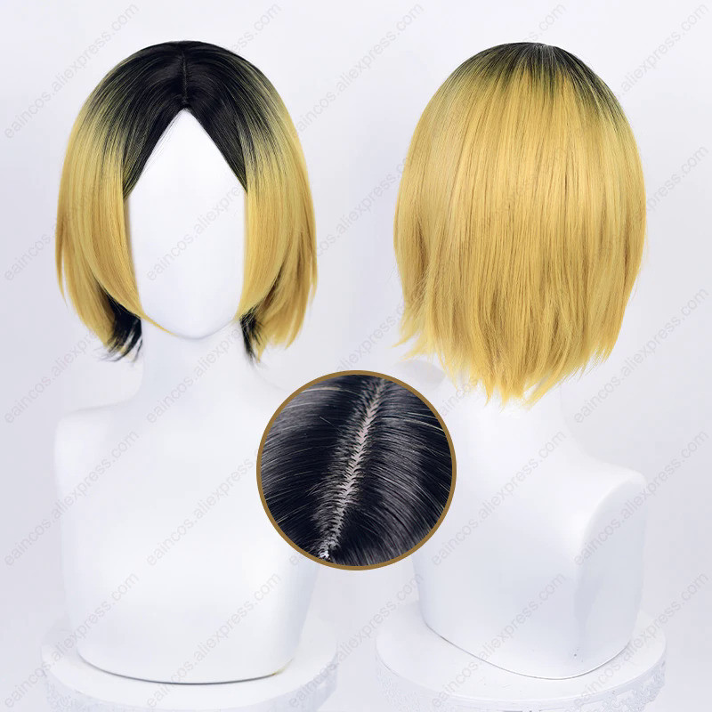 Anime Kenma Kozume Cosplay Wig 33cm Dyed Gradient Scalp Short Wigs Heat Resistant Synthetic Hair