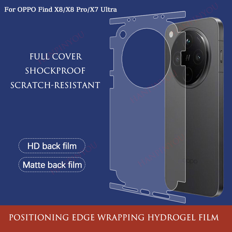 สําหรับ OPPO Find X9 X8 Pro X7 Ultra Full Cover Back Screen Protector Clear/Matte Positioning Wrap Edge TPU Premium Explosion-proof Ultra Thin Scratch Repair Back Hydrogel Film