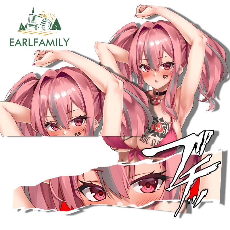 Earlfamily 13 ซม.X 6.6 ซม.สาวสีชมพูผม Fanart รถสติกเกอร์บุคลิกภาพกันชน Decal การ์ตูนรถจักรยานยนต์ Scratch-Proof รถอุปกรณ์เสริม