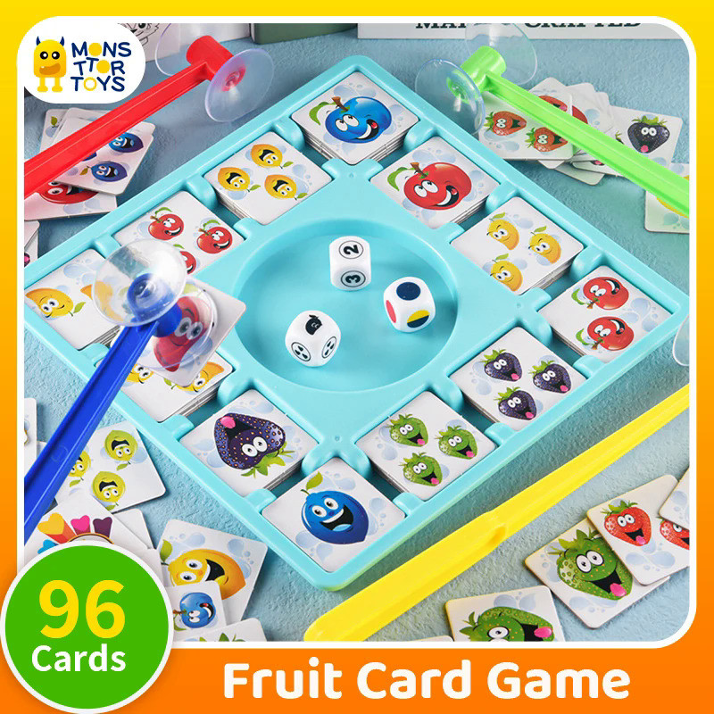 Children Education Learning Toys Fruit Sticking Game Card Dice Board Game Color Shape Cognition Part