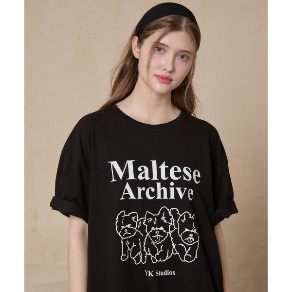 Waikei เสื้อยืดแขนครึ่ง พิมพ์ลายกราฟฟิค Maltese tee