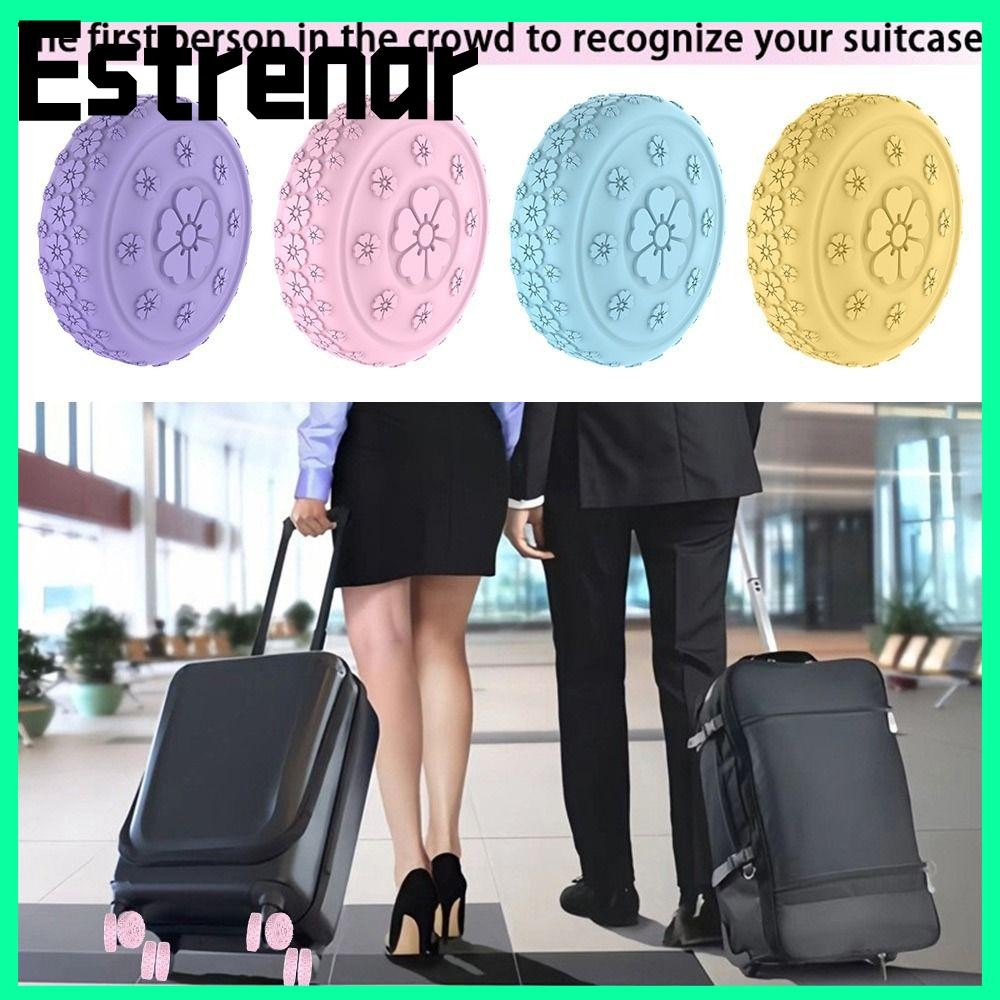 Estrenar 8 ชิ้นกระเป๋าเดินทางล้อป้องกัน,ซิลิโคนลดเสียงรบกวนกระเป๋าเดินทางแหวนป้องกันล้อ,การดูดซึม Shock Anti-slip ลดล้อสวมใส่กระเป๋าเดินทางล้อรองเท้า
