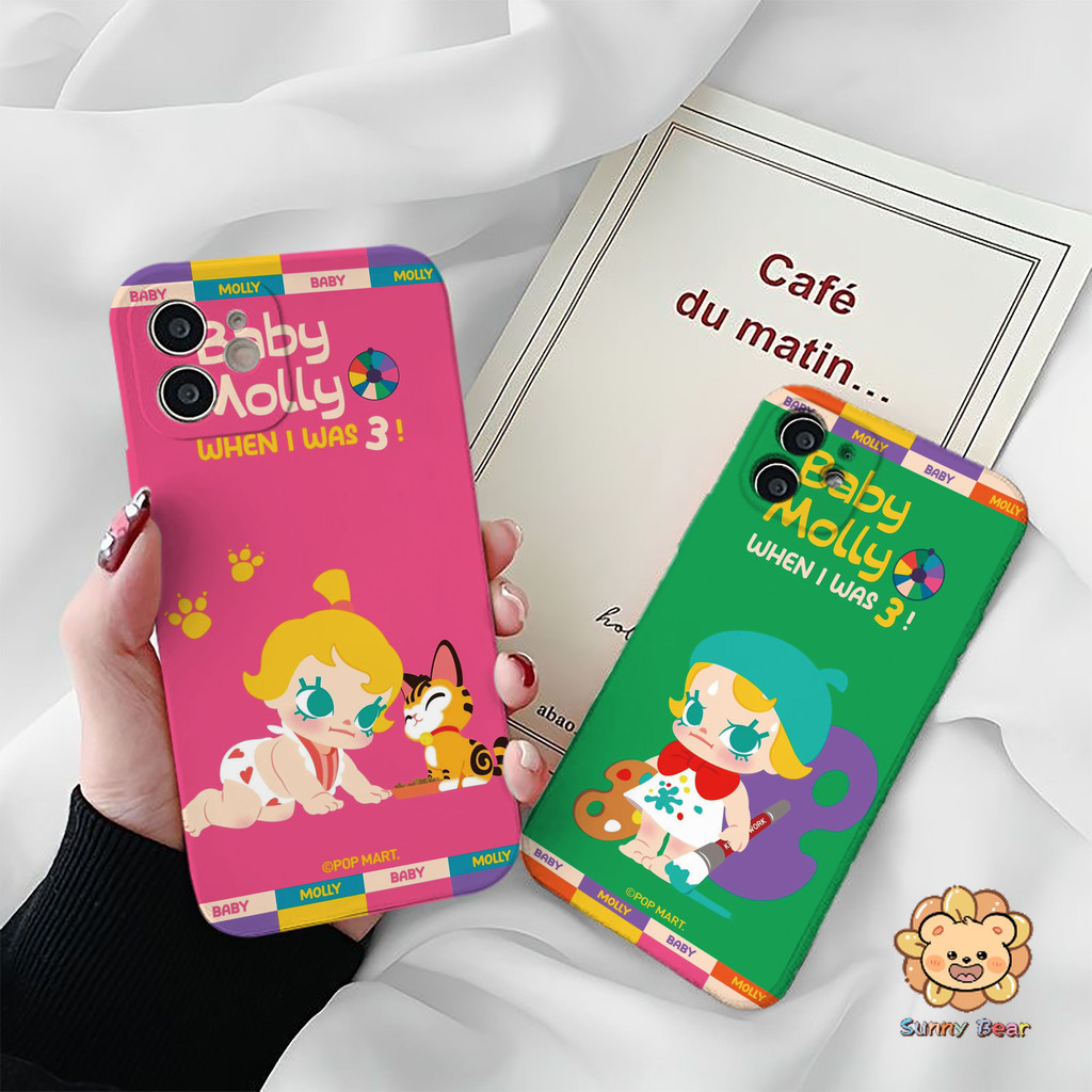 เคสโทรศัพท์iPhone 16 Pro Maxเบบี้มอลลี่ POP MRTซิลิโคนเหลวโทรศัพท์มือถือกรณีfull-bodyป้องกันกันกระแทกtpuยางนุ่มสําหรับiphone 16 Pro Max 7plus 11 14 15 12 13 Pro Max 7 8 Plus XR XS