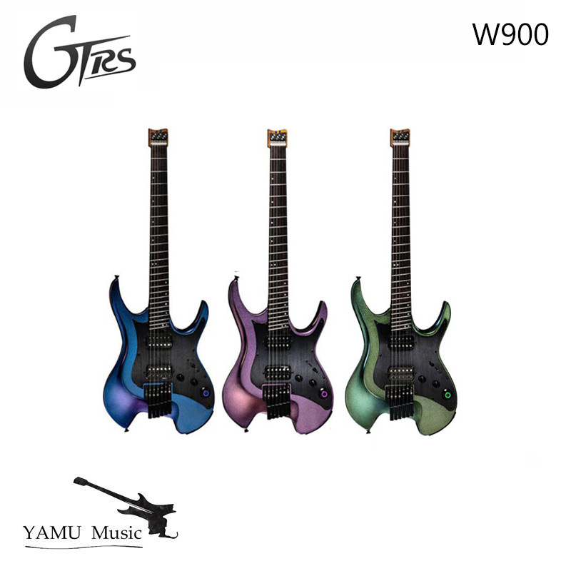 GTRS W900 กีตาร์ไฟฟ้าอัจฉริยะแบบไม่มีหัว การเชื่อมต่อบลูทูธ กีตาร์ไฟฟ้าหลายเอฟเฟกต์พร้อมตัวรับสัญญาณ