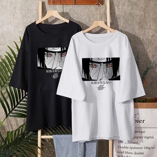 ชุดเสื้อยืดขนาดใหญ่ผู้หญิงกราฟิกอะนิเมะญี่ปุ่นนารูโตะการ์ตูนพิมพ์ Uchiha Itachi คู่ฮาราจูกุผู้หญิงรอบ