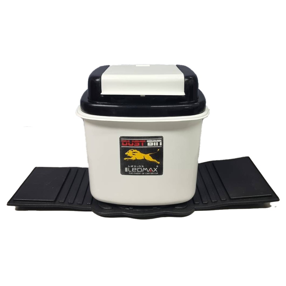 PITCH ถังขยะติดรถรุ่น LION พร้อมยางกันลื่น สีขาวดำ