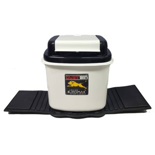 PITCH ถังขยะติดรถรุ่น LION พร้อมยางกันลื่น สีขาวดำ