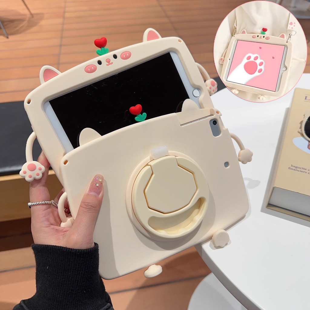 360 หมุนกันกระแทกเด็กปลอดภัย 3D รูปแบบการ์ตูนกรณีแท็บเล็ตสําหรับ IPad Mini 2024 Mini7 A17 Pro สําหรั