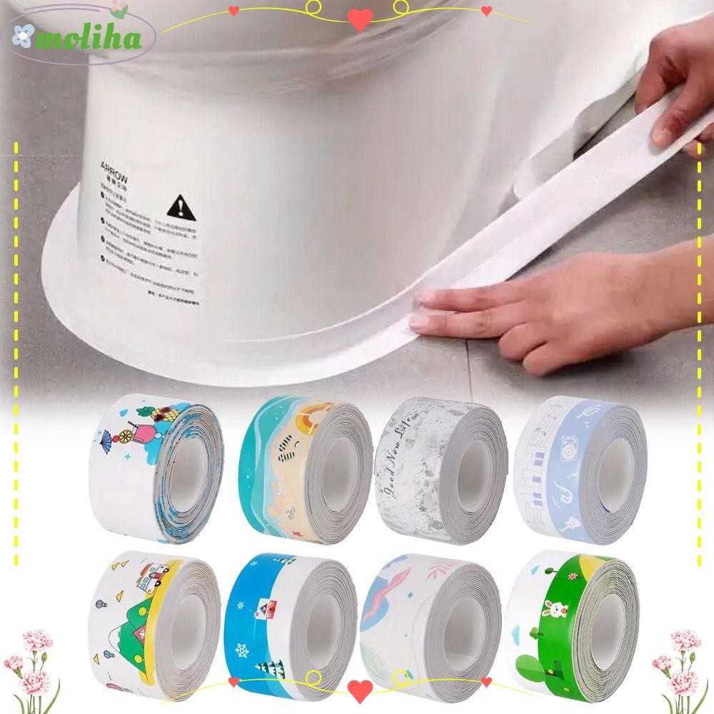 Moliha Seam เทปกาว, Anti-Mildew 3.2 M/ม้วนเทปกาว, Professional กันน้ํา PVC Self กาวห้องอาบน้ําฝักบัวกระเบื้องซีลสําหรับมุม Gap