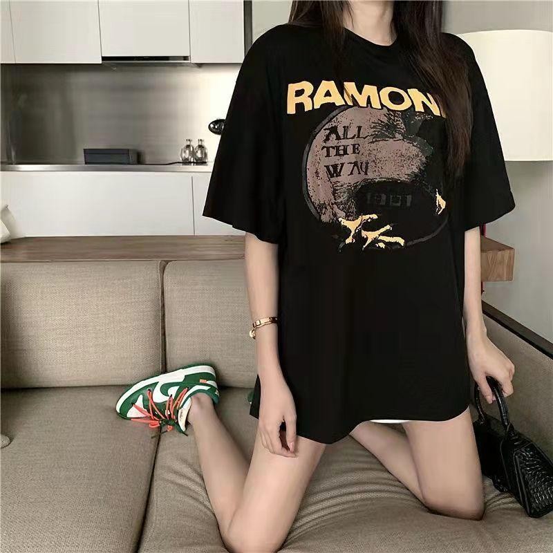 Oversize เสื้อยืดแขนสั้นคอกลมเกาหลี 🔥CMDXY6639 สไตล์วินเทจ ผ้าฝ้าย 100% ทรงหลวม ใส่สบาย ไม่ต้องรีด แ