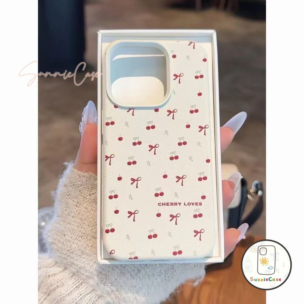 เชอร์รี่ เคสไอโฟน13 สำหรับ IPhone 17 12 16 11 15 13 14 Pro Max XS XR X 8Plus 7Plus Max 16 7 8 Plus SE เคสรูปแบบผิวหนัง