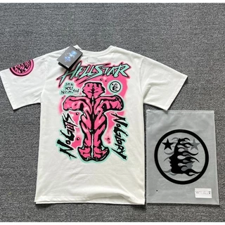 เสื้อยืดแขนสั้นผ้าฝ้ายพิมพ์ลายสีชมพูผู้ชายและผู้หญิงขนาดใหญ่ S-5XL