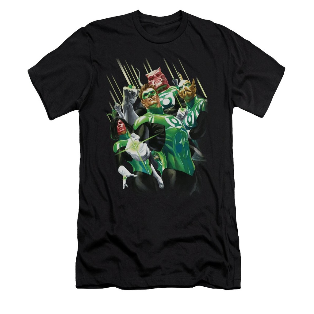 เสื้อยืด Vintage Green Lantern Comic Power Of The Rings T-ShirtCartoon แท้ Cotton 100% ดับกลิ่น+ต้า
