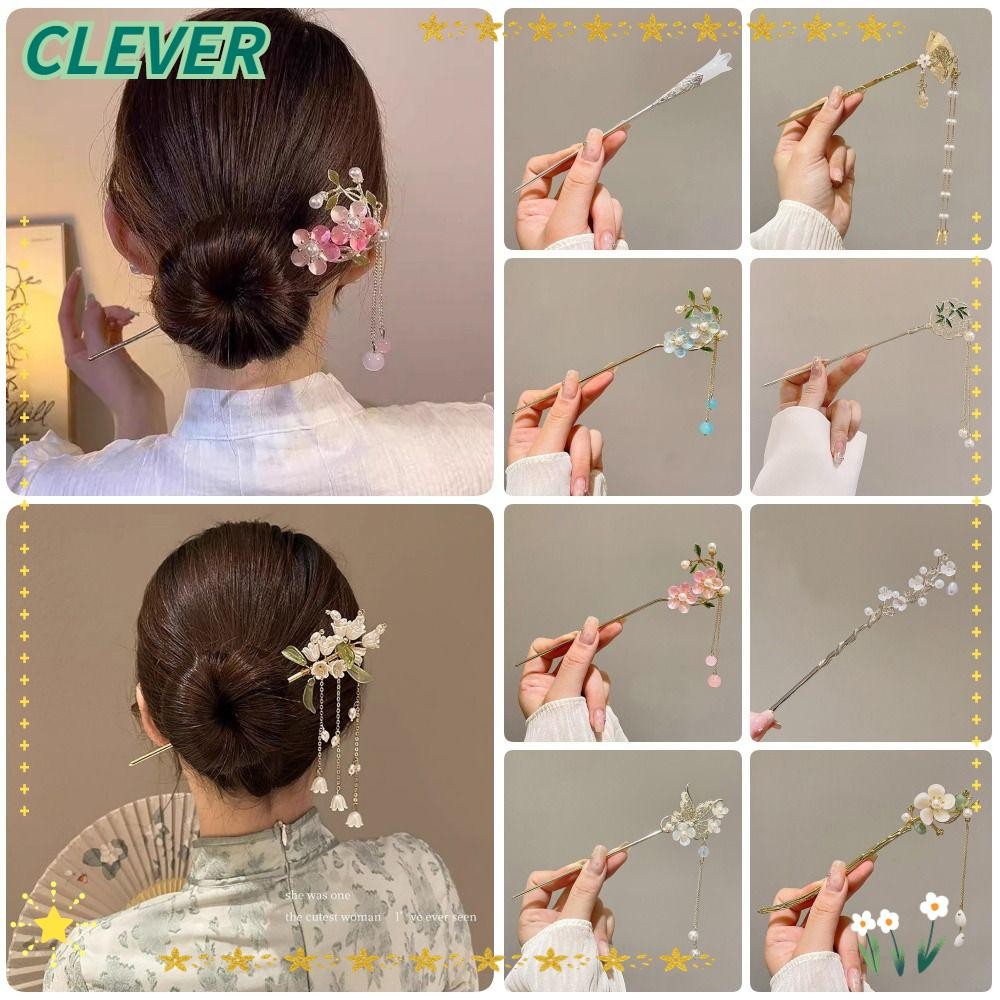 Clever 1 ชิ้นกิ๊บจีนโบราณ, กิ๊บติดผมพร้อมพู่ติดผม, ตกแต่งสไตล์จีนแทรกผมแบบดั้งเดิม