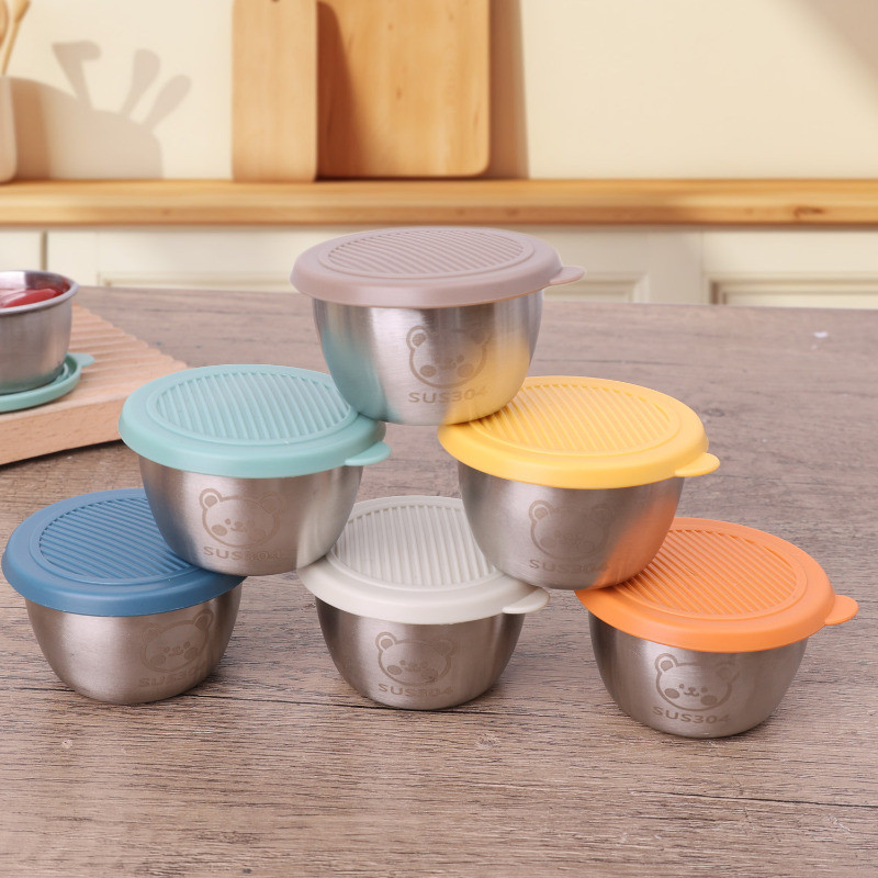 ถ้วยซอสขนาดเล็กสแตนเลส-ชามเครื่องเทศ-ป้องกันการรั่วกันฝุ่น-ภาชนะใส่สลัด-บนโต๊ะอาหารในครัว-พร้อมฝาปิดผนึก-กล่องปรุงรส-จานน้ําจิ้มอาห - รูปที่ 3