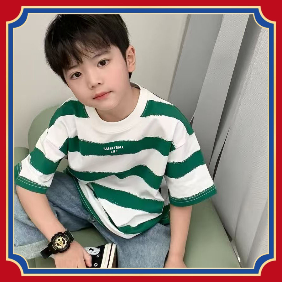 ทีเชิ้ตแขนสั้นคอกลมผ้าฝ้ายสำหรับเด็ก ฤดูร้อน หลวม สำหรับเด็กชายและเด็กหญิง KCL
