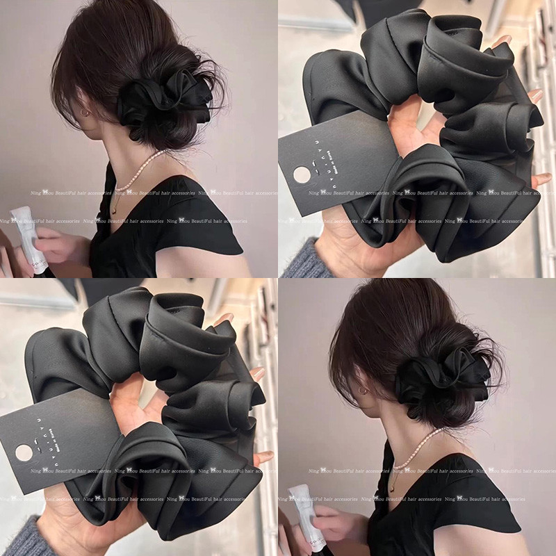 เกาหลีระดับไฮเอนด์จีบลําไส้ใหญ่ผูกผมหญิงยางรัดที่สง่างาม