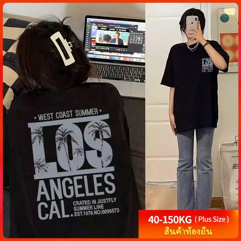 !!เคลียร์สต็อก!!เสื้อยืดขนาดใหญ่ (115 กก. สามารถสวมใส่ได้) ฤดูร้อนสไตล์อเมริกันฮิปฮอป Unisex แขนสั้น เสื้อยืดพลัสไซส์