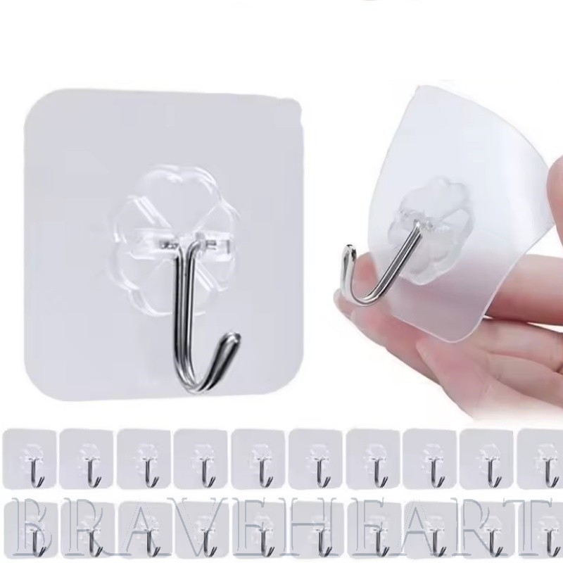Pvc + สแตนเลสตะขอไม่มีรอยต่อ, Frosted Texture Wall Hooks 10KG ความจุ,สนิมห้องน้ํา/ห้องครัว (1/3 ชิ้น)- ติดตั้งง่าย