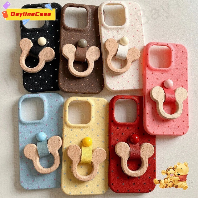 ขายร้อนins 3D Disneyน่ารักไม้Mickey Standเคสโทรศัพท์เข้ากันได้กับiPhone 16 15 14 13 12 11 Pro Max X Xr Xs Max 8 7 6 Plus SE2020 ปกอ่อน