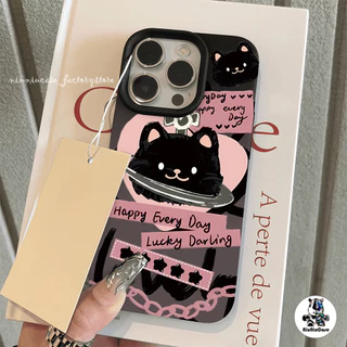 เข้ากันได้สำหรับ เคสไอโฟน11 เคส iphone 16 Pro Max 7Plus XR 12 13 14 15 เนื้อหนัง TPU Case แบบด้าน ลูกแมวน่ารักกับโบว์