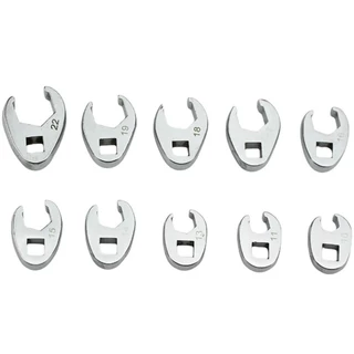 QUIBLO 10 ชิ้น/เซ็ต Crowfoot ประแจ,เหล็กคาร์บอน 3/8 นิ้วไดรฟ์ Open End Spanner, เมตริกเท้า 10-22 มม.ฮอร์นประแจสําหรับประแจแรงบิดชุดคีย์