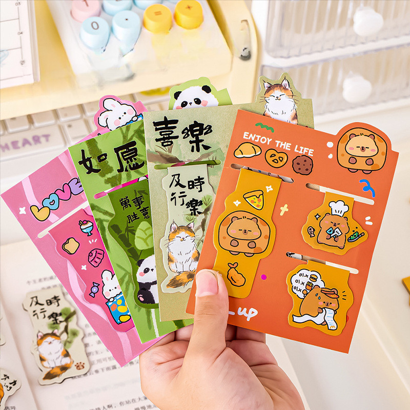 สัตว์ คอมโบ ที่คั่นหนังสือแม่เหล็กแบบพับได้สําหรับนักเรียนคลิปมัลติฟังก์ชั่น