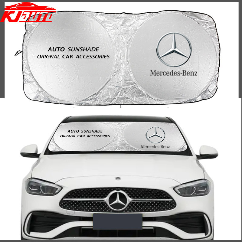 Mercedes Benz กระจกรถยนต์ด้านหน้า Sun Shade สําหรับ Benz W203 W204 W205 W206 W176 W245 W246 W212 W213 W214 W221 W222 W223 GLA GLB Sun Visor Hunter Protector ด้านหน้า SunShade