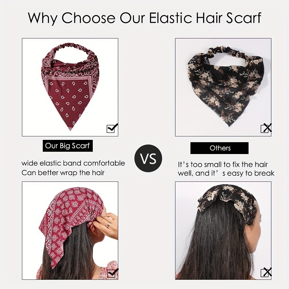 ผู้หญิง Paisley ยืดหยุ่น Boho Headbands พิมพ์ retro สามเหลี่ยม headscarf สาว Headbands อุปกรณ์เสริมผม - รูปที่ 2
