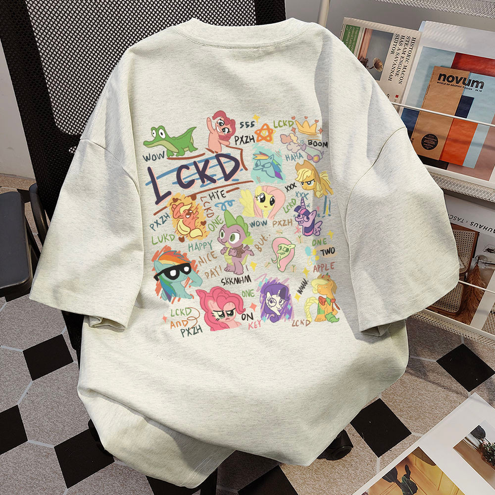 (จัดส่งตลอด 24 ชั่วโมง）เสื้อยืด คอกลม แขนสั้น พิมพ์ลาย Shirt White Tee Fashion