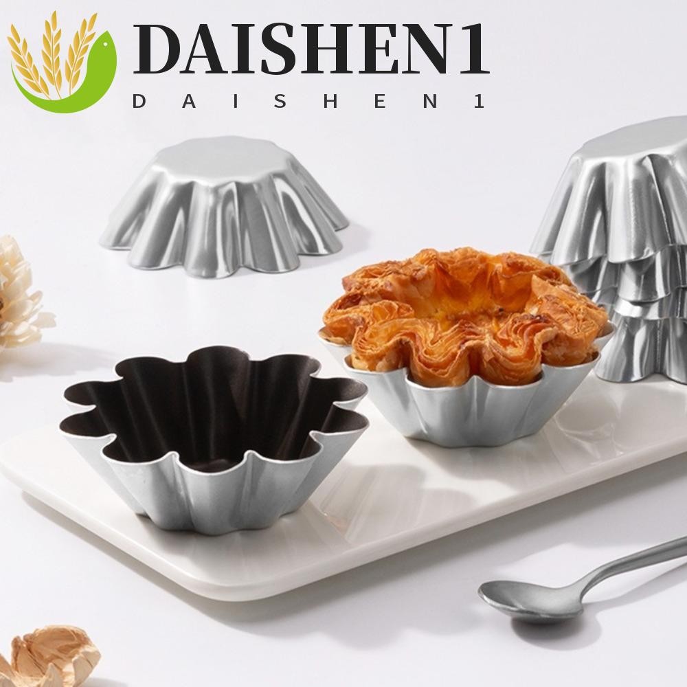 DAISHEN1 แม่พิมพ์ถ้วยพุดดิ้ง, Mini Non-Stick Fluted Cake Pans, Bakewares Fast Heat-Up Aluminium Alloy Eggs Tart Molds Kitchen