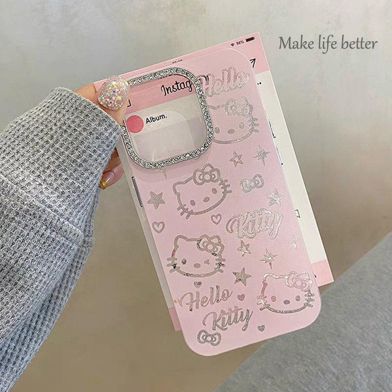 เคสโทรศัพท์ลายการ์ตูนคิตตี้ส่วนบุคคลเหมาะสําหรับ ไอโฟน 11 12 13 14 15 16 มือโปร สูงสุด 14 15 16 บวก ป้องกันการกระแทก