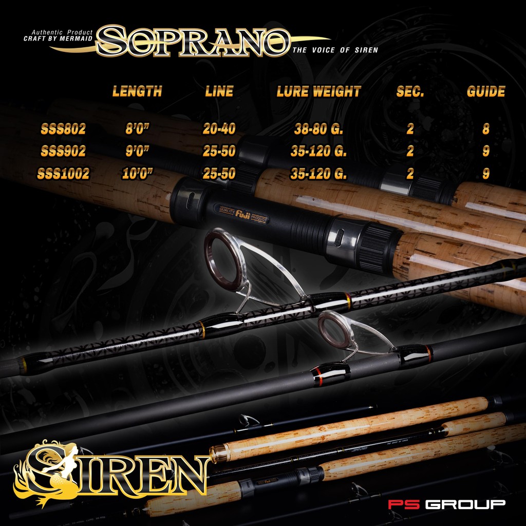 คัน Siren Soprano คันหน้าดิน 2 ท่อนต่อกลาง ความยาว 8-10 ฟุต