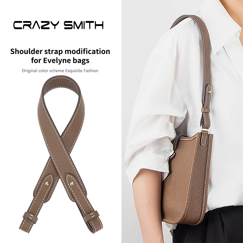 CRAZYSMITH สายหนังแท้สําหรับ Hermes Evelyne Evelyne สายสะพายไหล่เปลี่ยนเข็มขัดนุ่ม อุปกรณ์เสริมกระเป๋า